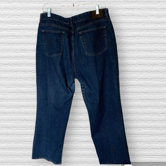Lauren Jeans Co. Premium Blue Denim Straight Leg High Rise Jeans Size 14 Petite - Picture 3 of 11